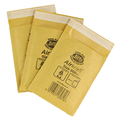 50 x Jiffy Airkraft Size 000 Bubble Envelopes Bags 90x145mm (JL000)